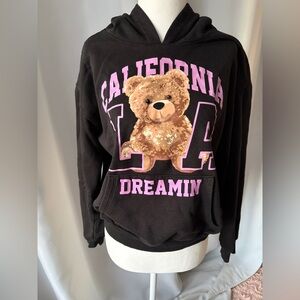 No Boundaries California LA Dreamin Black Hoodie with Pink Accents Size L 12-14